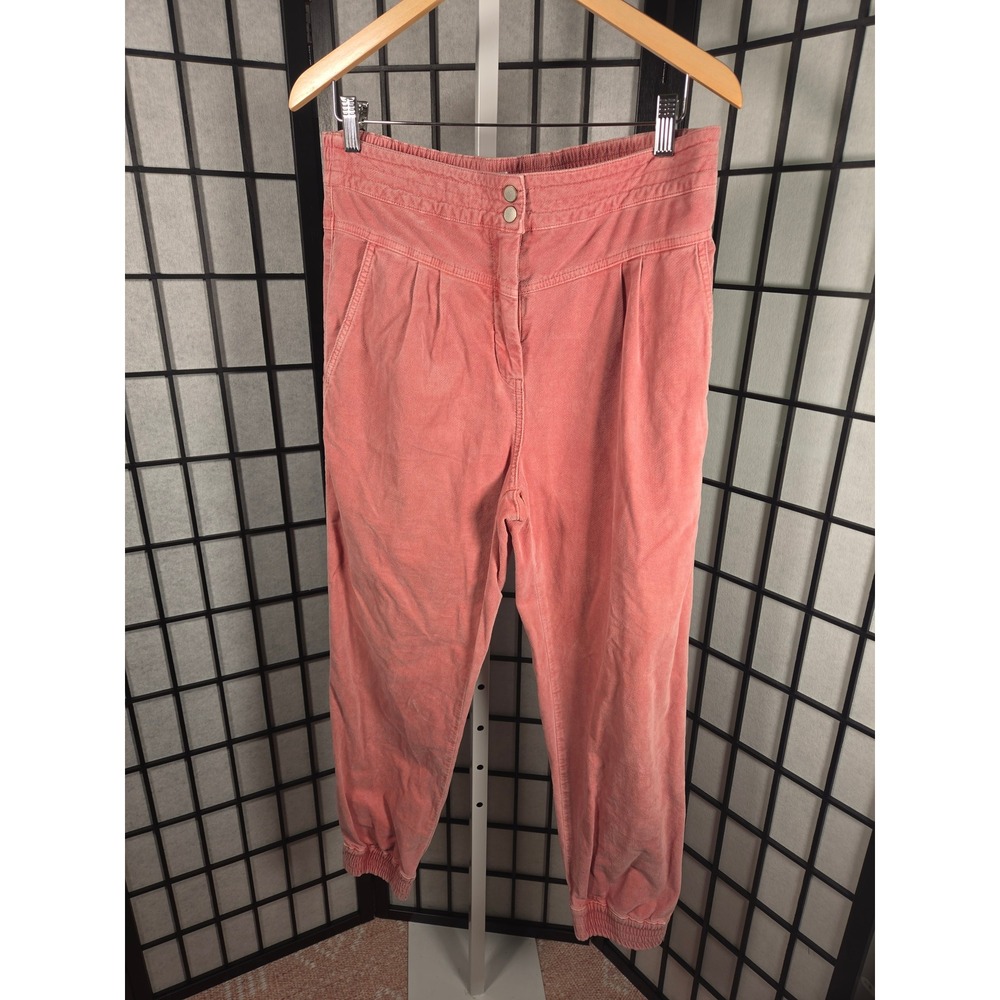 Anthropologie‎ Pink Corduroy Jogger Pants High Rise Pleated Cuffs Coral Womens S